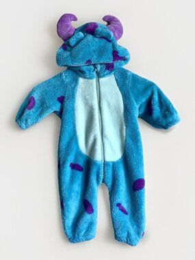 Monsters Inc Sully Costume, Super Warm Hooded Romper 6mo Blue & Purple
